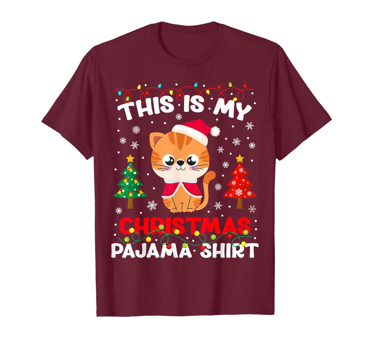 This is My Christmas Pajama Costume Funny Cat Lover Xmas PJs T-Shirt