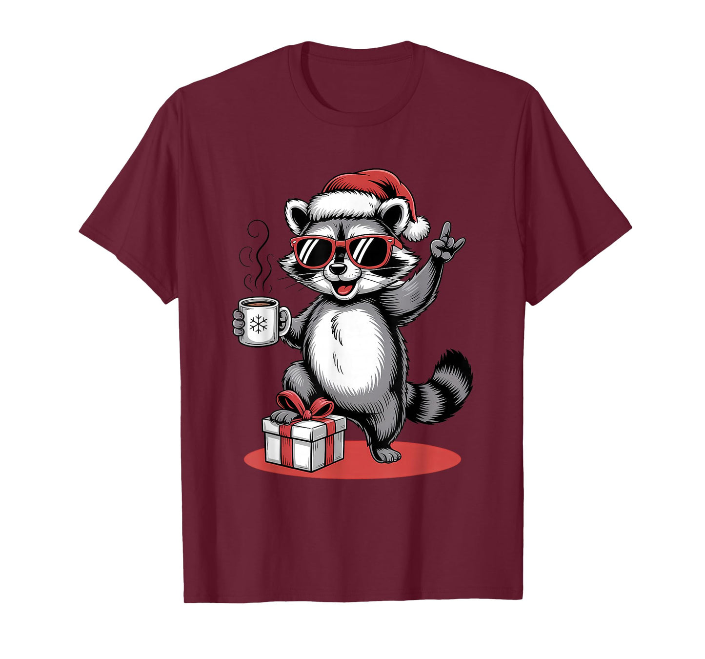 Cute Raccoon Rock Christmas Funny Racoon T-Shirt