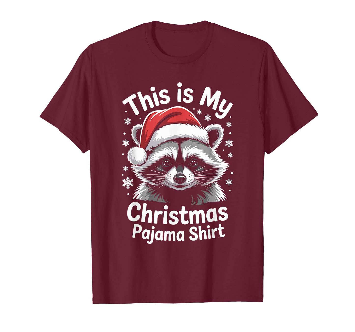 Raccoon Santa Hat Christmas Pajama Funny Xmas T-Shirt
