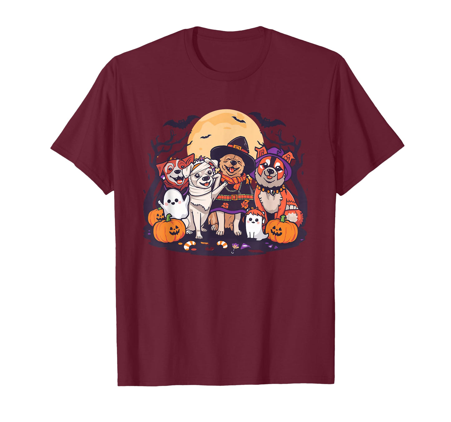 Cute Mummy Witch Ghost Halloween Dog Costume Men Women Kids T-Shirt