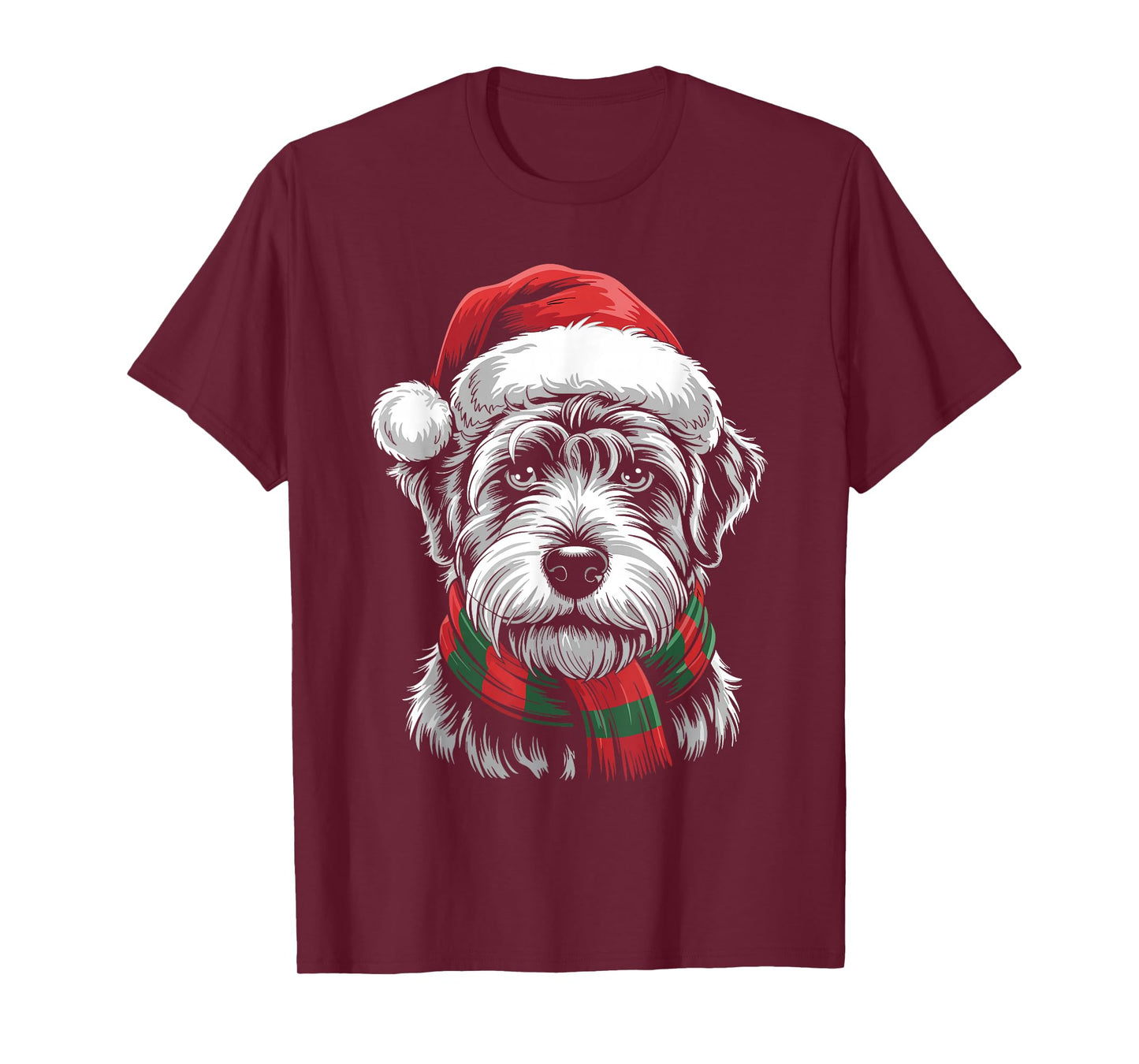 Soft Coated Wheaten Terrier Dog Santa Hat Scarf Xmas Costume T-Shirt