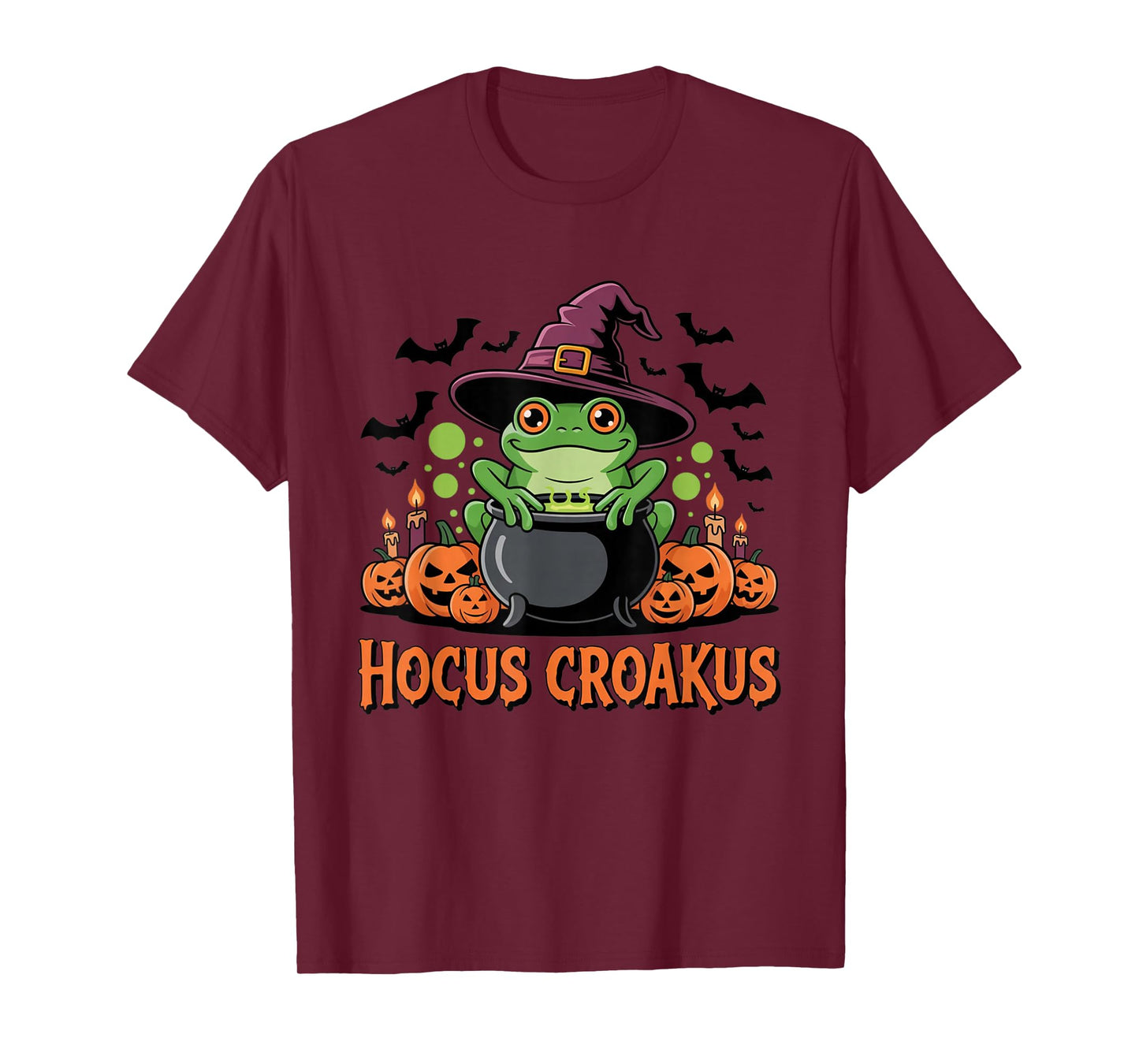 Hocus Croakus Witch Frog Funny Halloween Cauldron Pumpkin T-Shirt