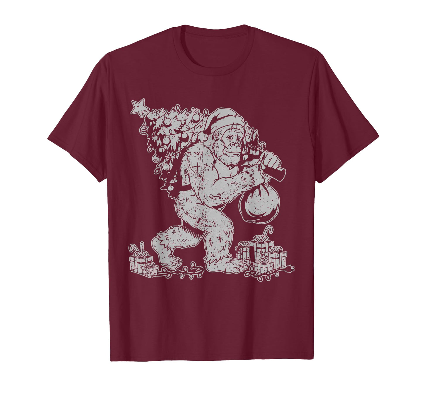 Family Christmas Bigfoot Sasquatch Winter Tree T-Shirt