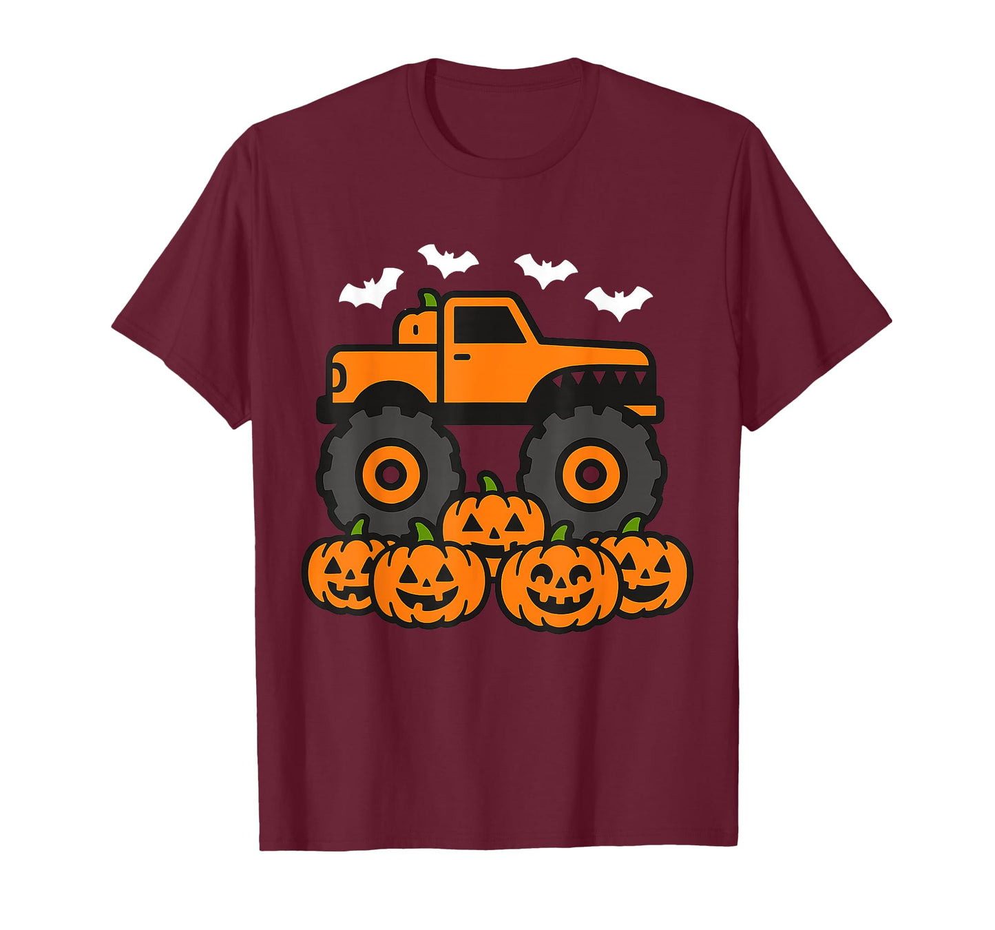 Monster Truck Ghost Pumpkin Halloween Costume Toddler Boys T-Shirt