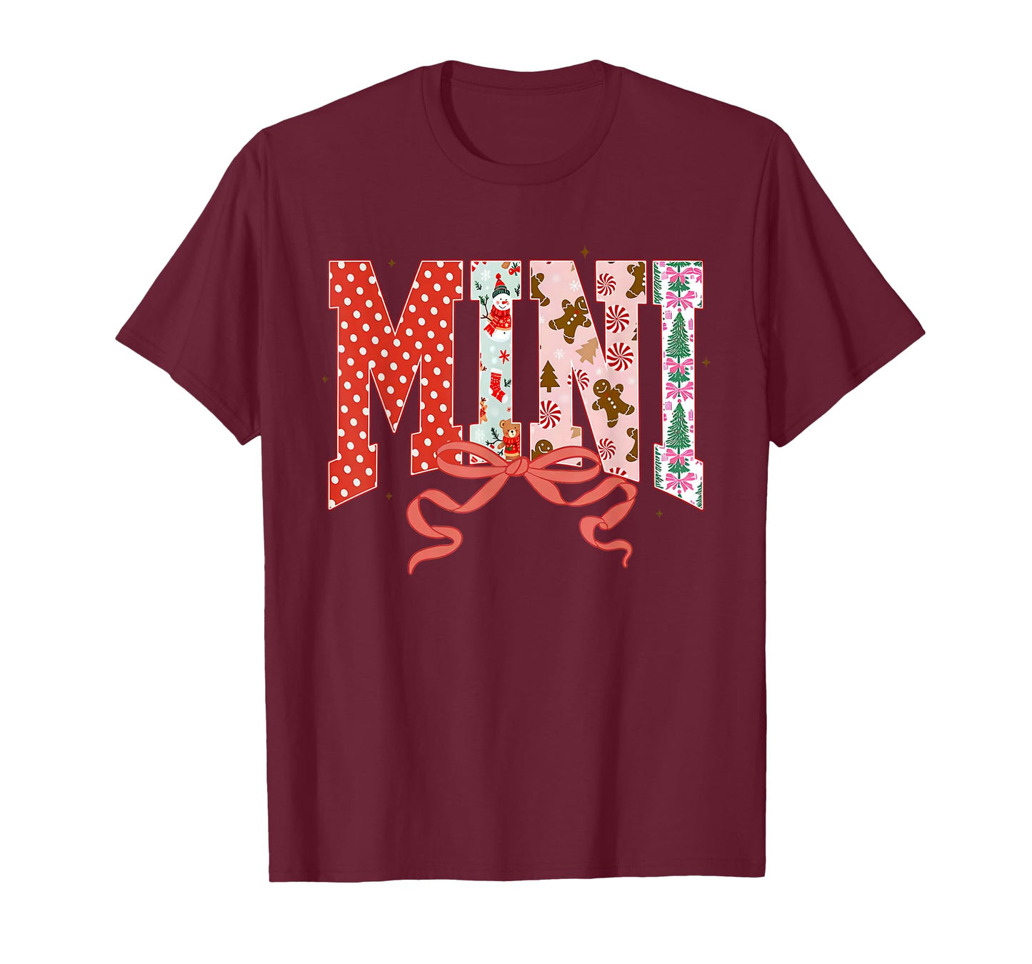 Mini Cute Pink Coquette Bow Christmas Matching Family Xmas T-Shirt