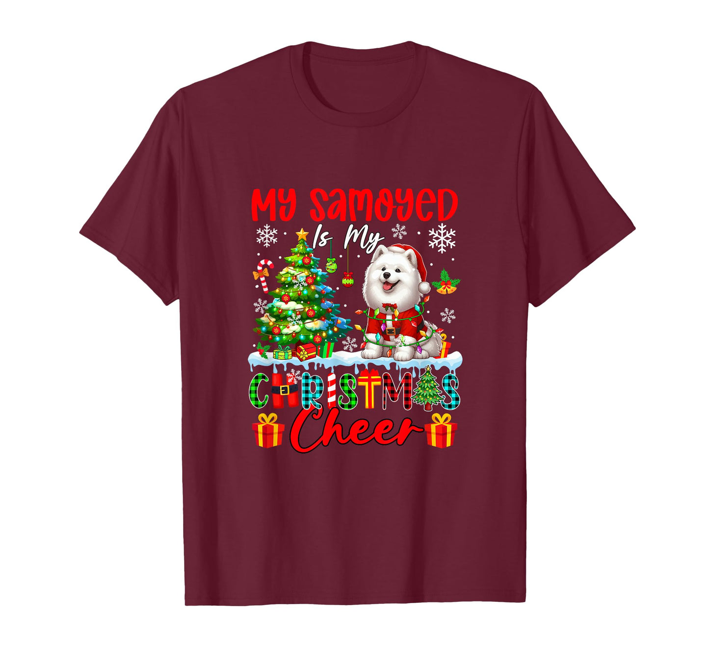 My Samoyed is My Xmas Cheer Funny Santa Dog Owner Kids T-Shirt