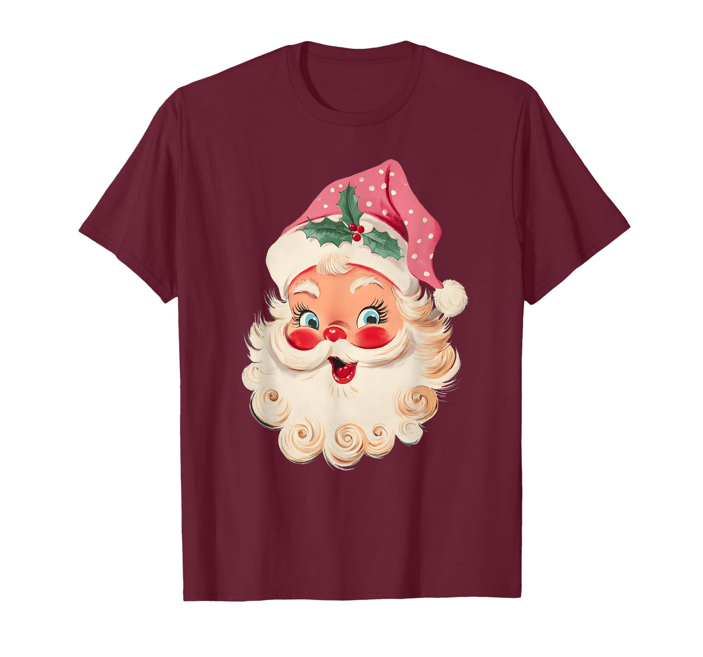 Vintage Retro Pink Santa Claus Christmas Xmas Men Women Kid T-Shirt