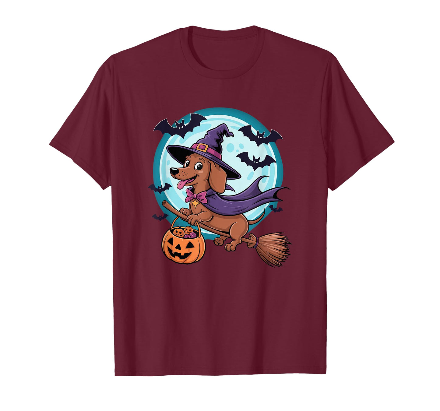 Halloween Witch Dachshund Moon Dachshunds Doxie T-Shirt