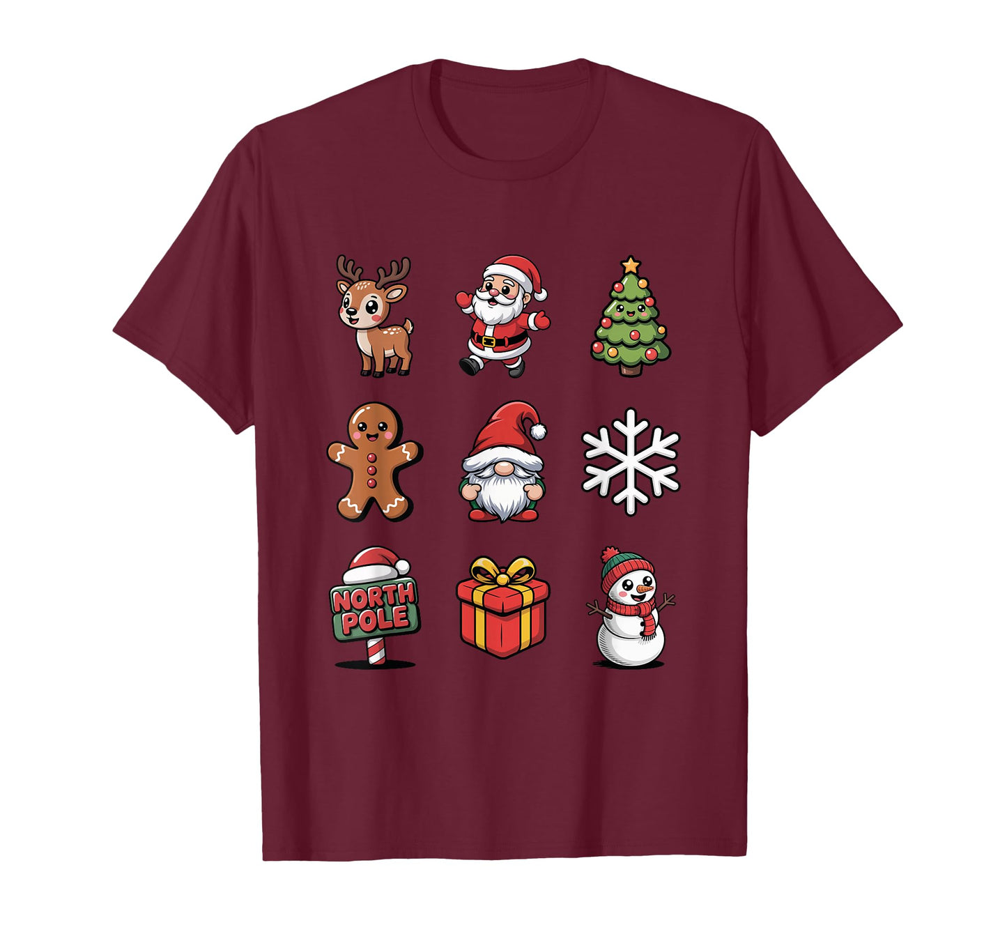 Kawaii Christmas Santa Tree Reindeer T-Shirt