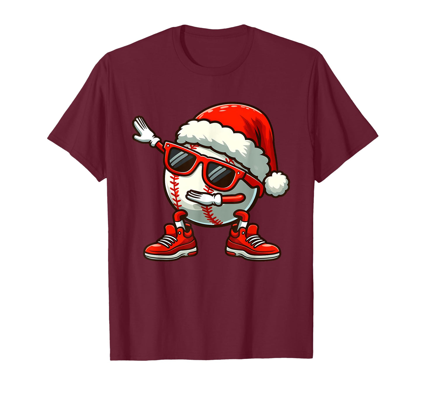 Funny Baseball Ball Santa Hat Dabbing Xmas Pajamas Players T-Shirt