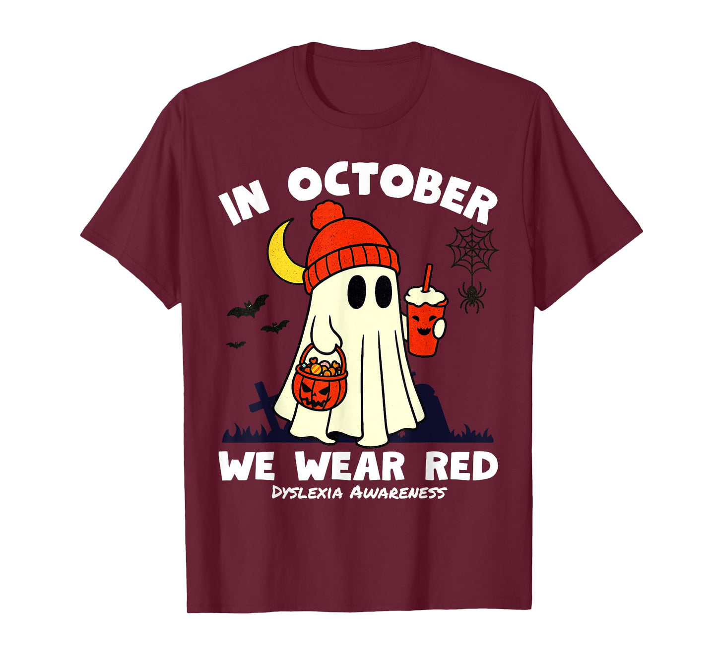 in October We Wear Red for Dyslexia Awareness Funny Dyslexia T-Shirt