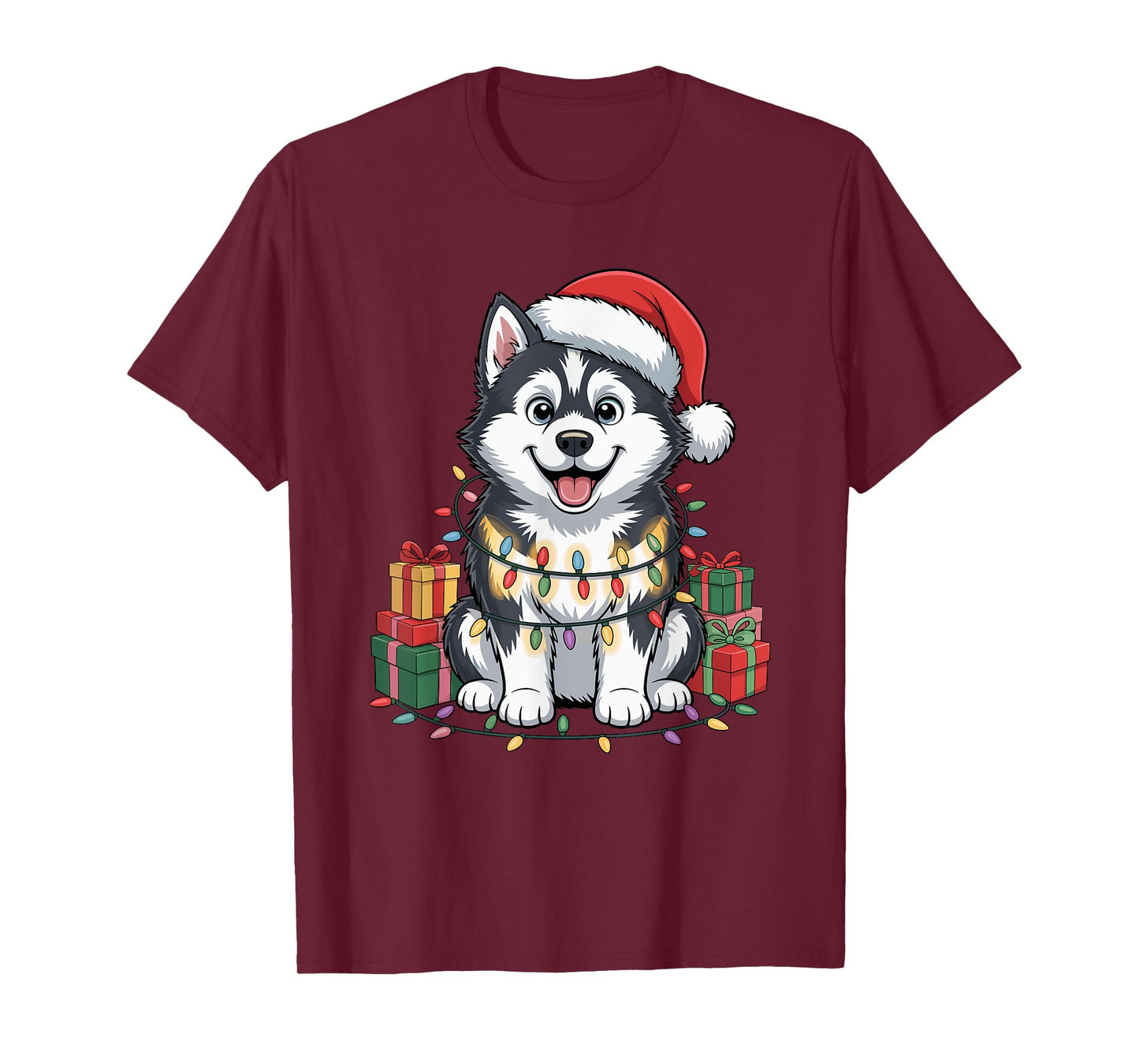 Cute Siberian Husky Christmas Design Funny Dog Lover Holiday T-Shirt