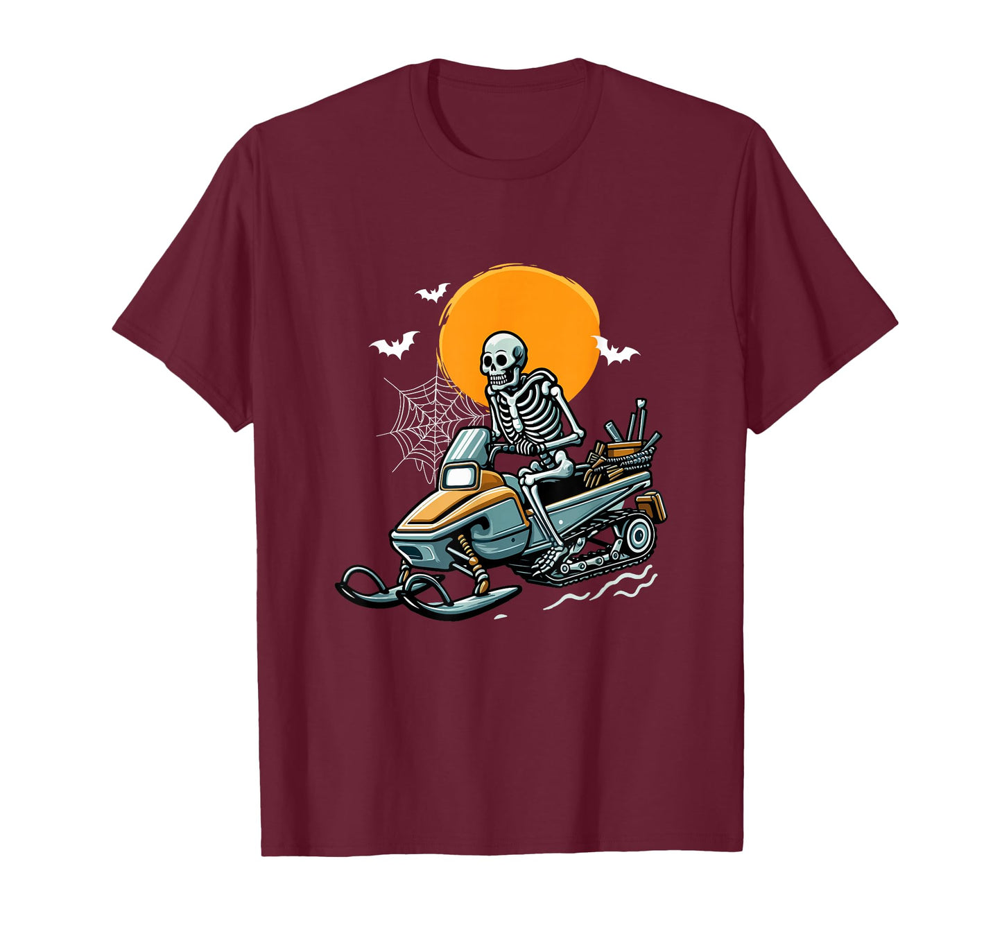 Skeleton Snowmobile Halloween Costume Sports Lover Family T-Shirt