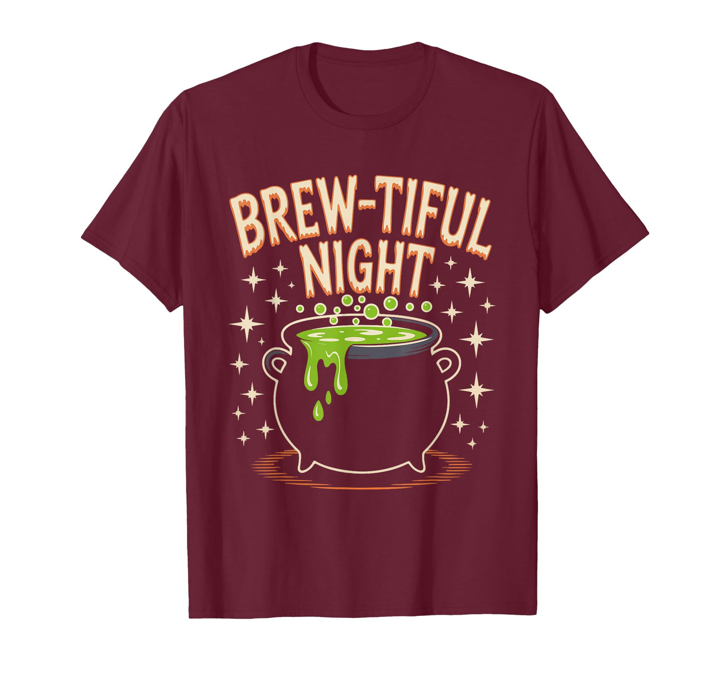 Brew-Tiful Night Cauldron with Green Potion Halloween T-Shirt