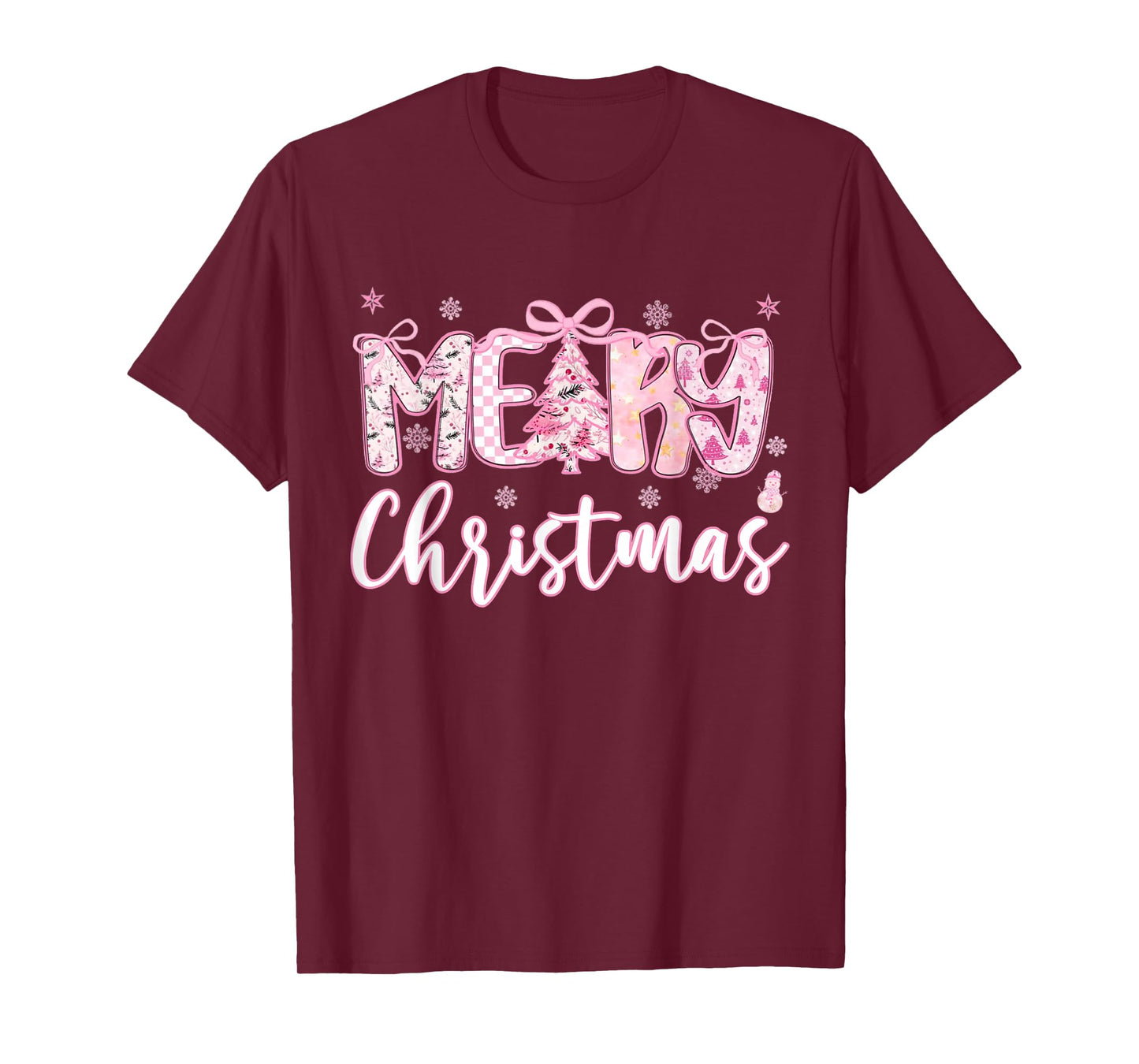 Coquette Bow Merry Christmas Santa Hat Xmas Family Men Women T-Shirt