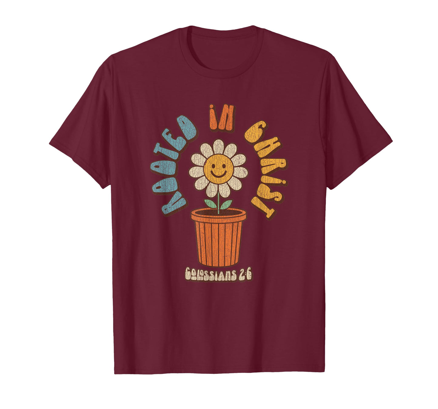 Vintage Retro Christian Rooted In Christ Col 2:6 Bible Verse T-Shirt