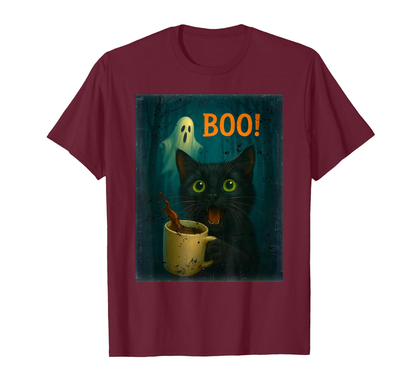Black Cat Boo Ghost Meme Coffee Pumpkin Spice Fun Halloween T-Shirt