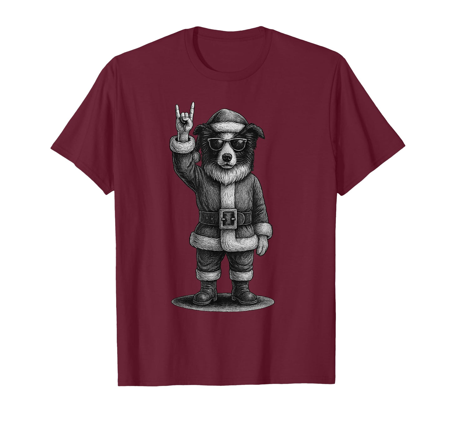 Border Collie Rock Music Christmas Dog Lover T-Shirt