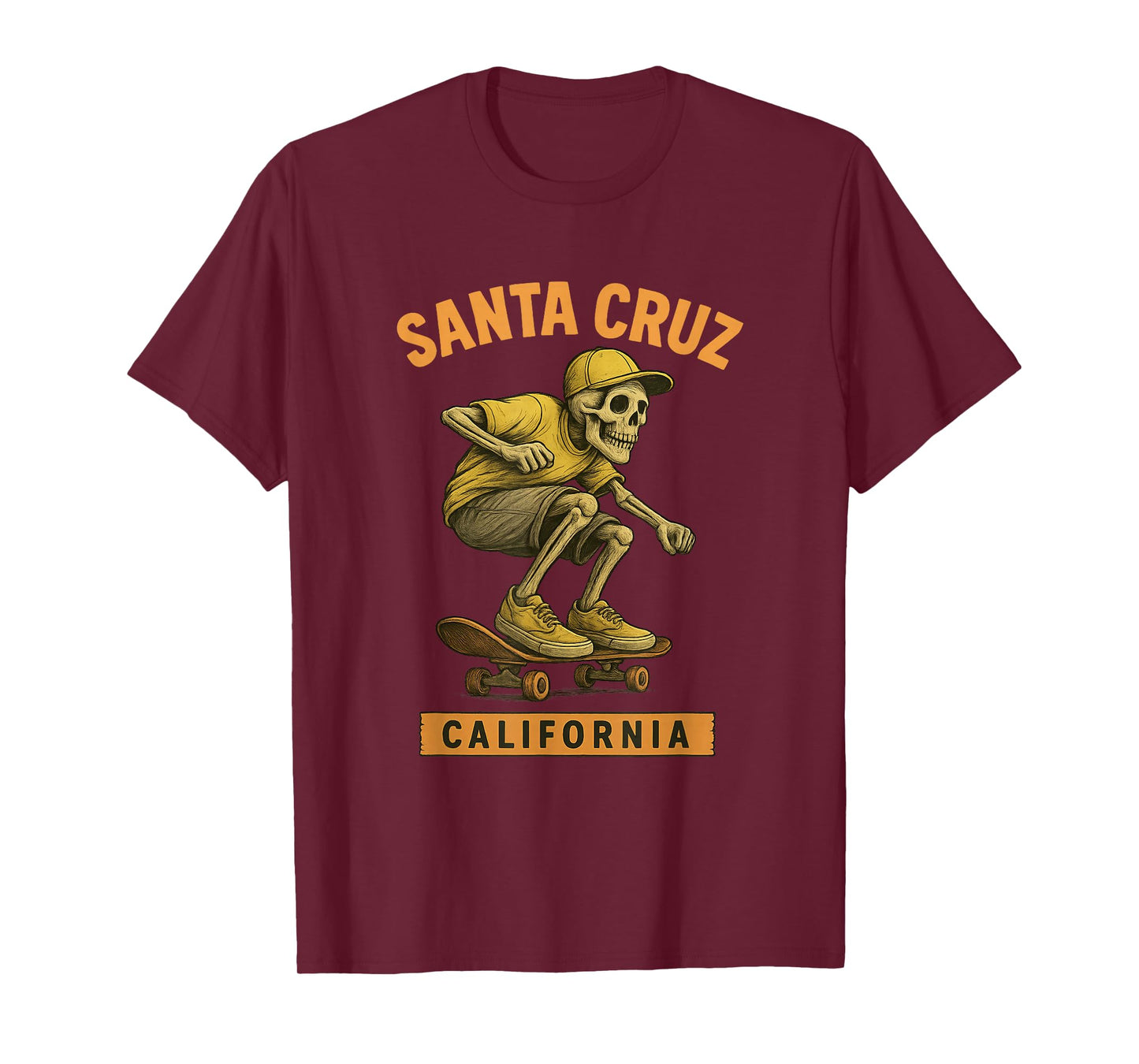 Santa Cruz Skater California Skeleton Vintage Skateboarder T-Shirt