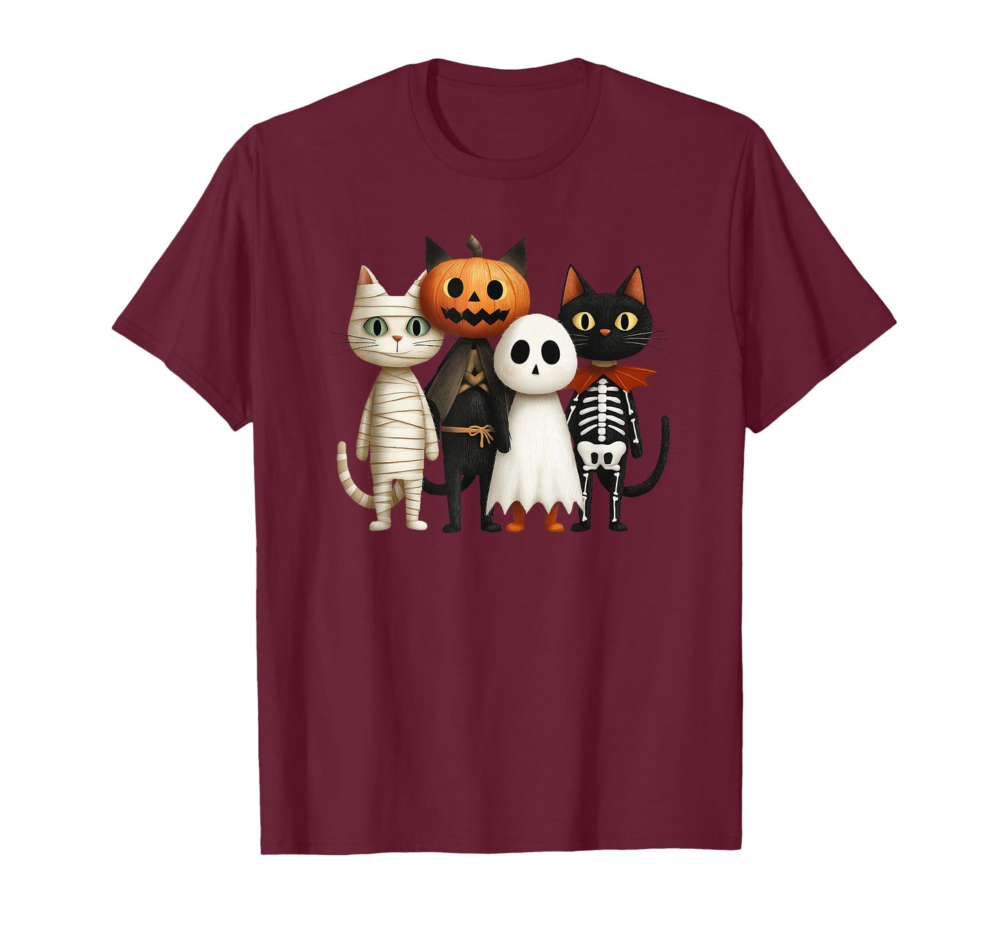 Cute Cat Boo Funny Spooky Skeleton Halloween Costume T-Shirt