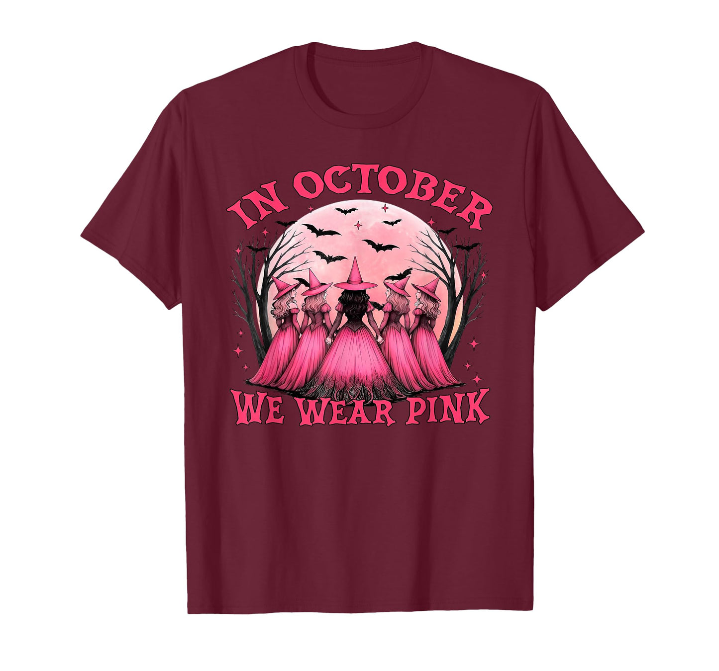 Retro in October we wear Pink Witch Breast Cancer Awareness T-Shirt
