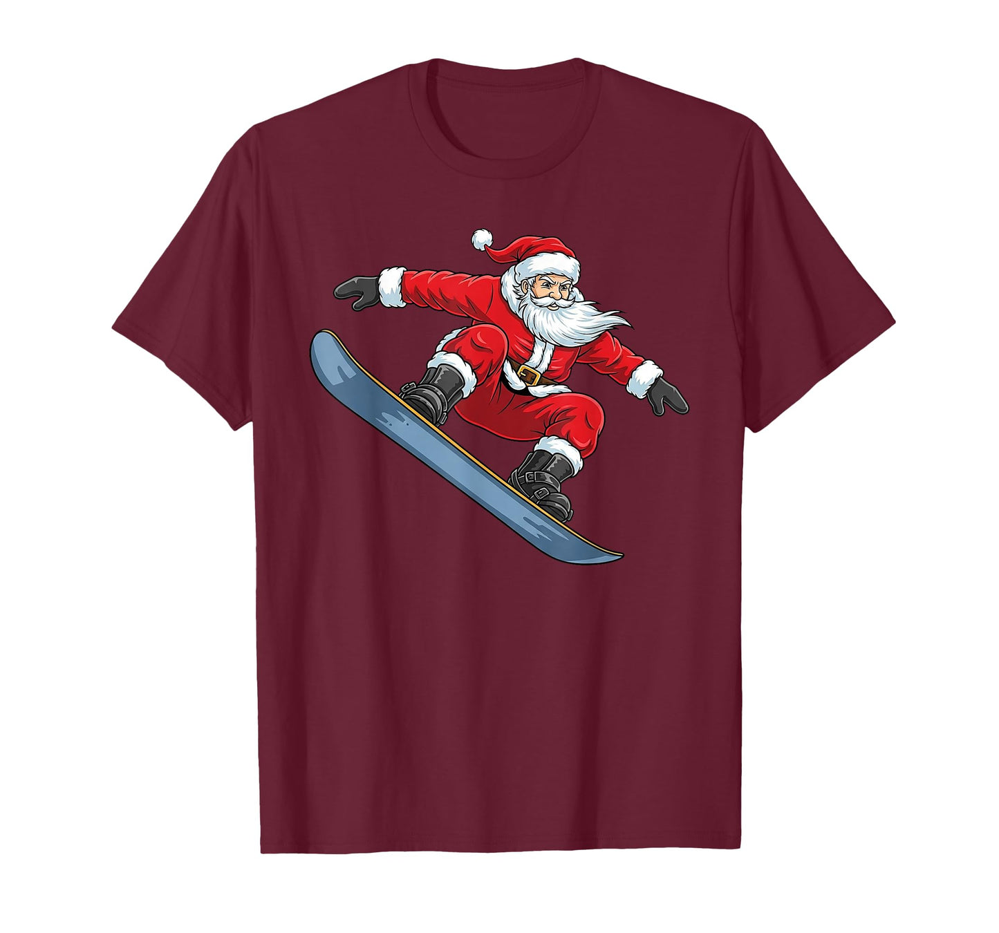 Santa Riding Snowboard Funny Snowboarding Christmas Winter T-Shirt