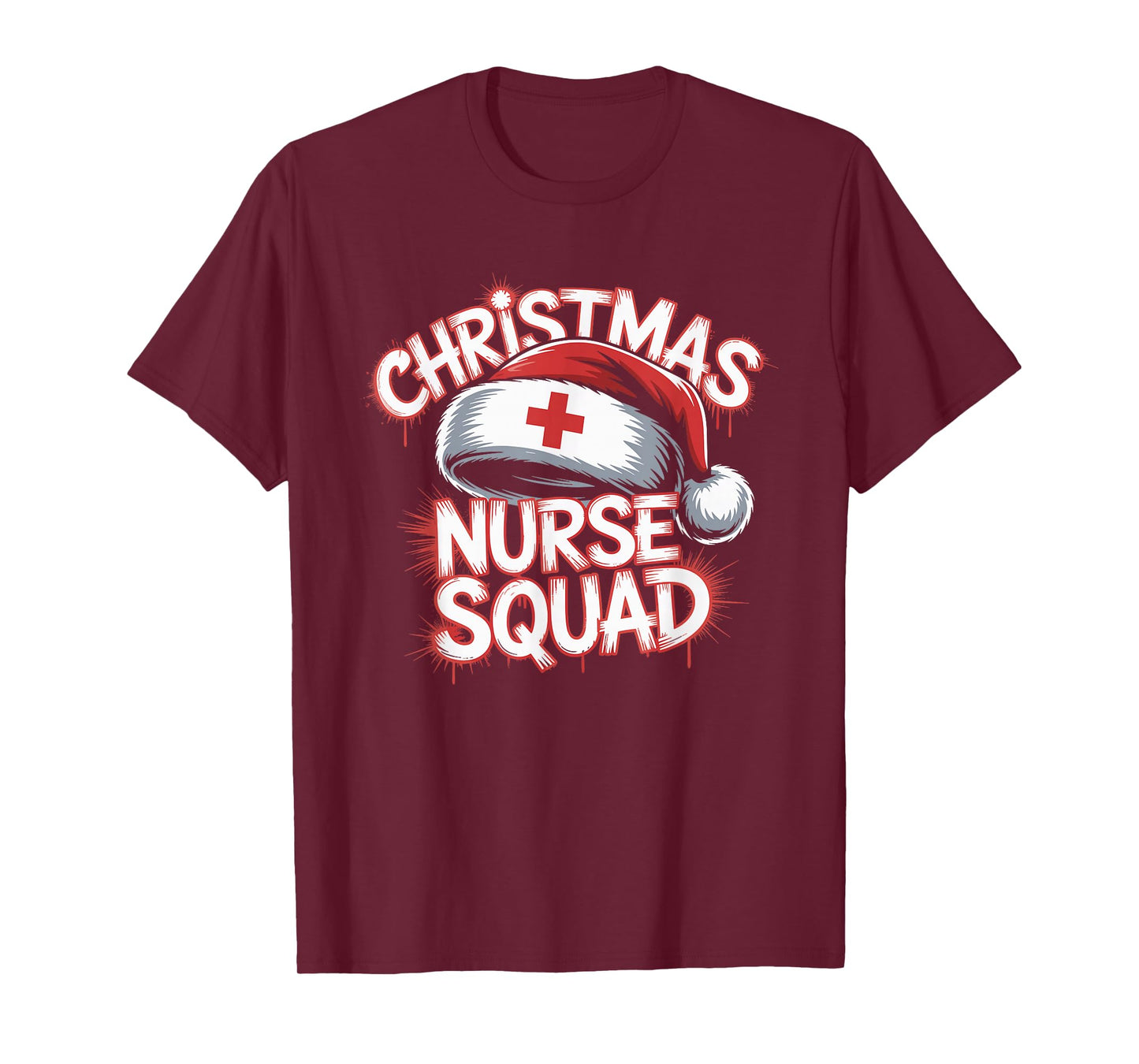 Nurse Christmas Squad Santa Hat Matching Crew T-Shirt