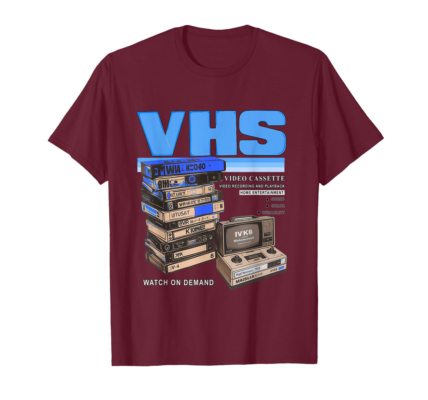 Blue VHS and Chill Blue Color Graphic T-Shirt