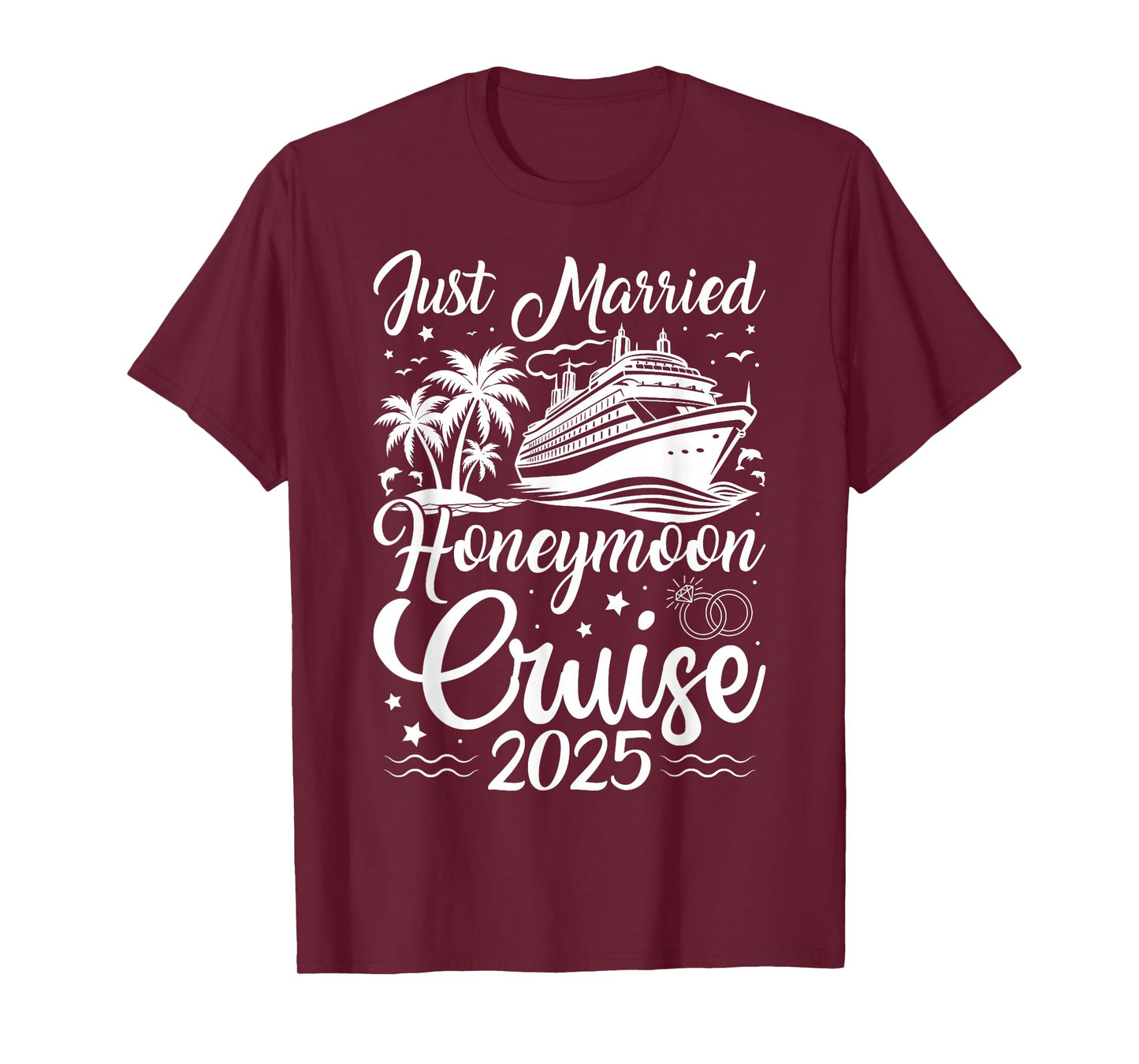 First Family Cruise for Married Couples 2025 Tee - Unisex Adults - Black - Small - Short Sleeve - T-Shirt - Honeymoon Cruise Theme - Newlyweds, Couples, Honeymooners, Cruisers