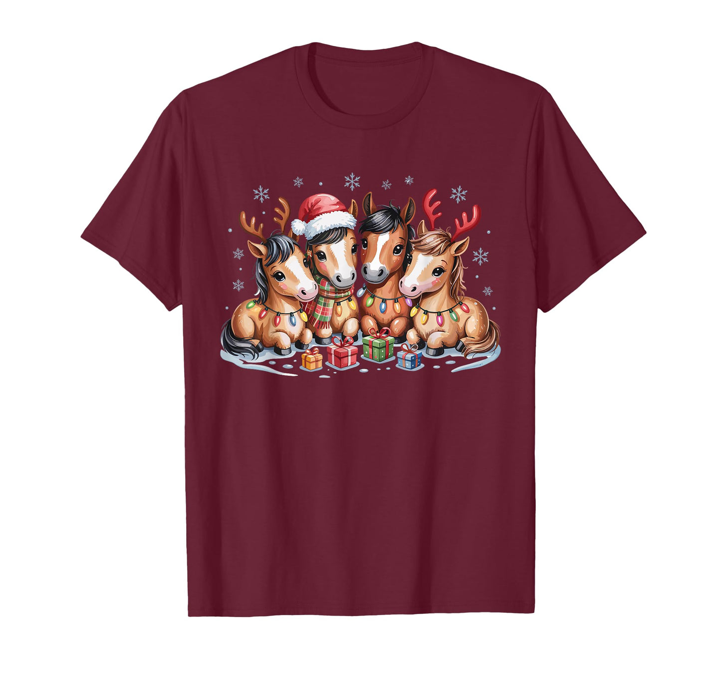Horse Christmas Cute Farm Animal Funny Holiday Pajamas T-Shirt