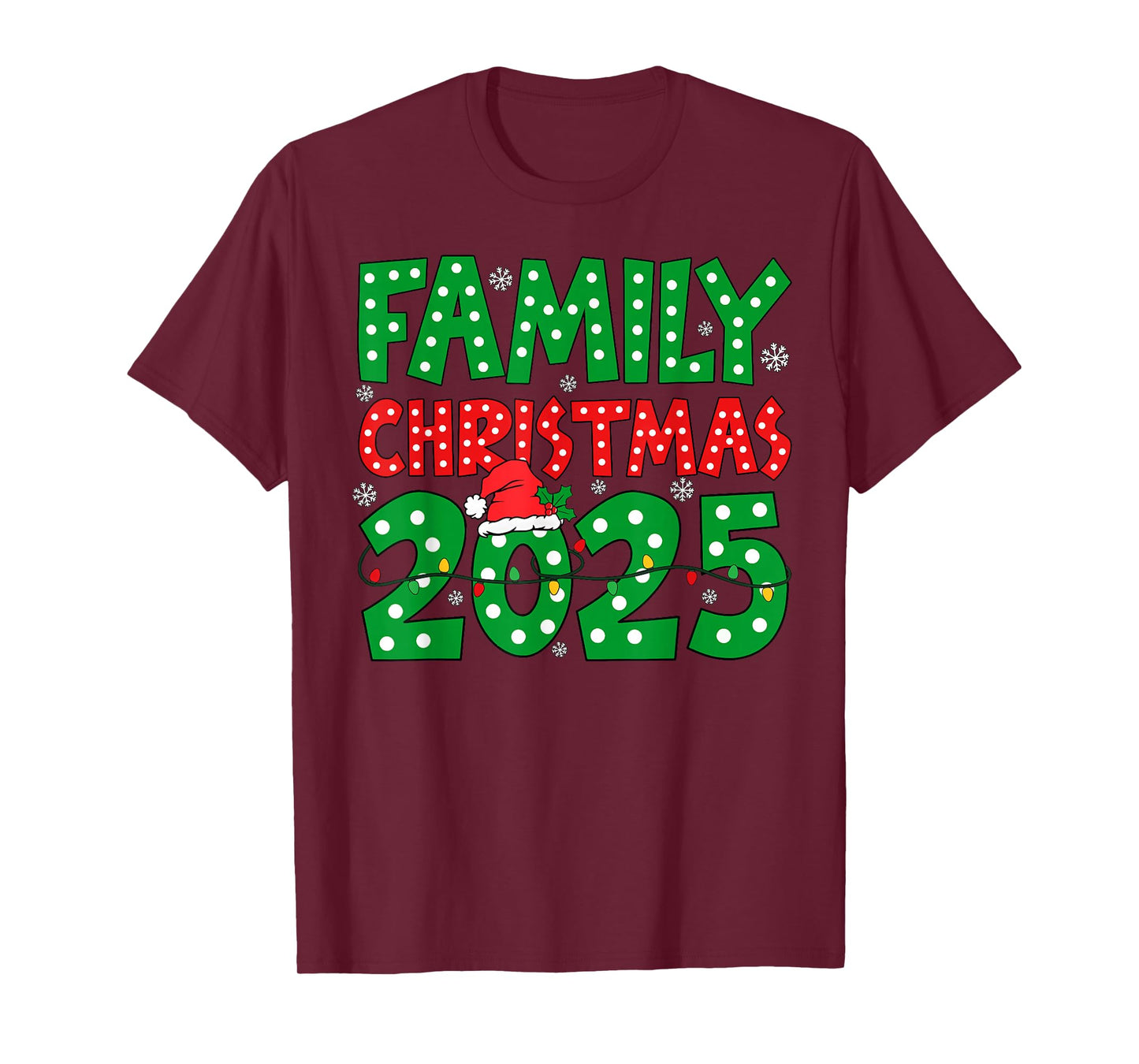 Family Christmas 2025 Xmas Lights Snowflake Pajamas Holiday T-Shirt