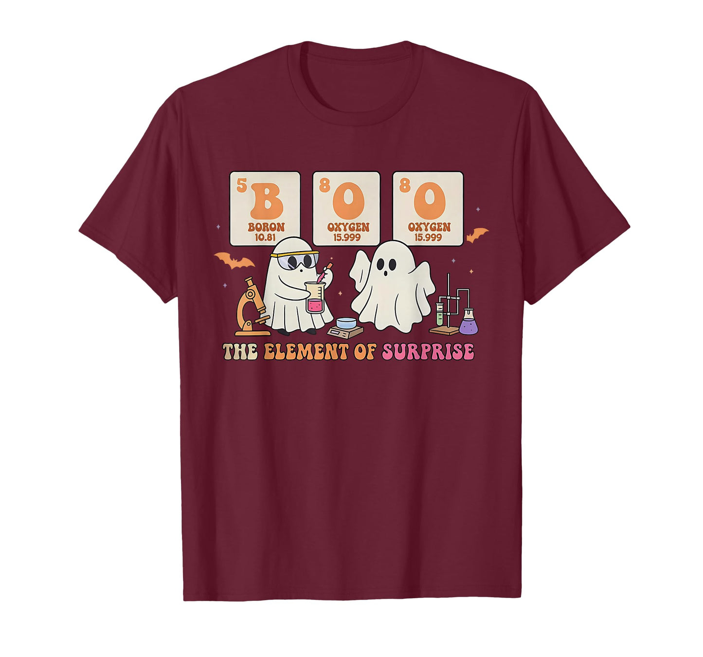 Halloween Science Teacher Ghost The Element of Surprise T-Shirt