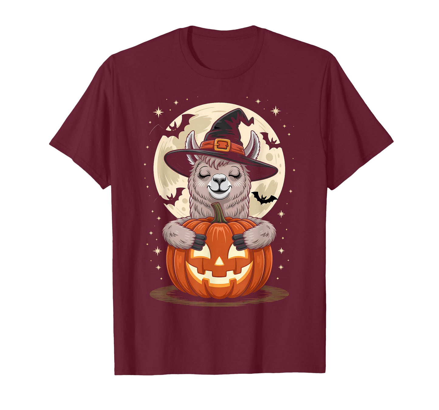 Halloween Llama Witch Hat Pumpkin Spooky T-Shirt