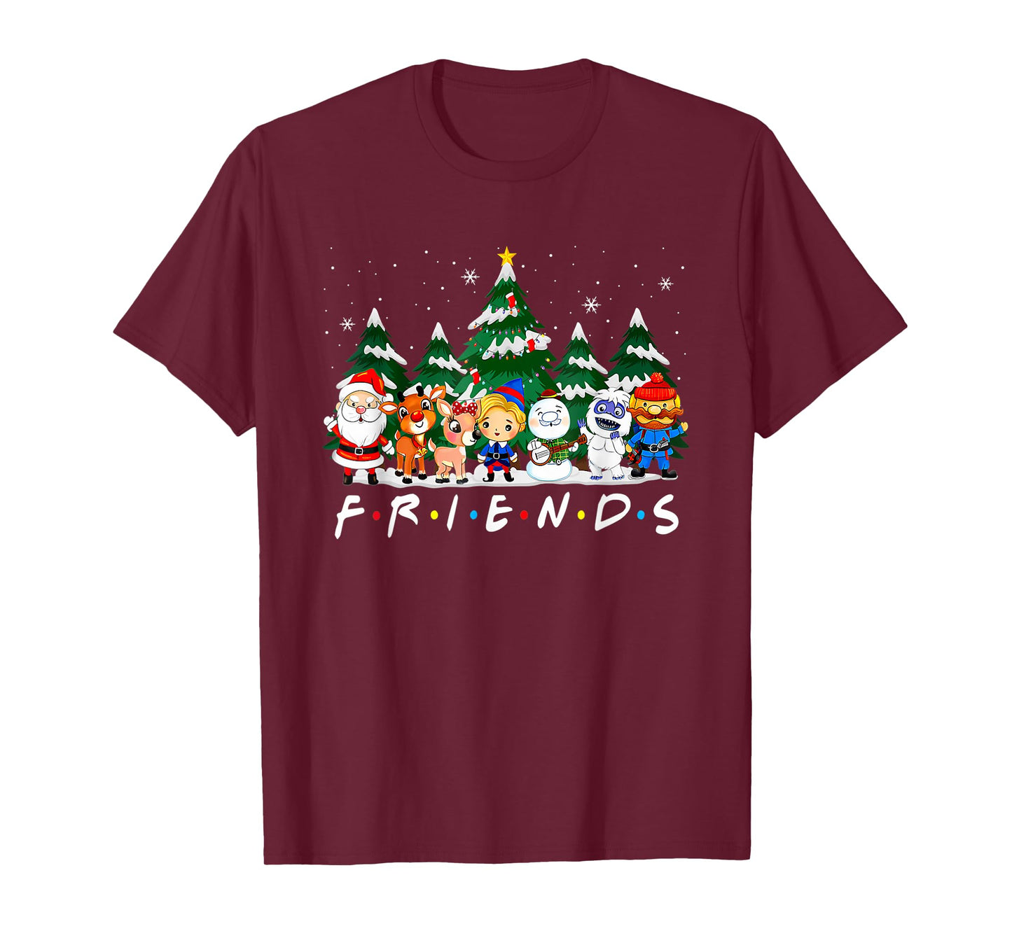 Christmas Friends Santa Rudolph Snowman Xmas Family Pajamas T-Shirt