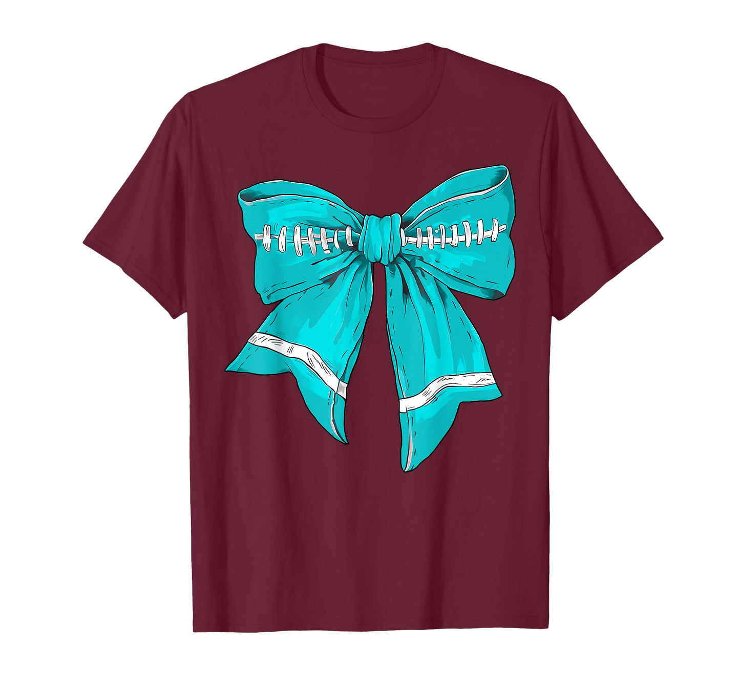 Football Game Day Teal Ribbon Cervical Cancer Awareness T-Shirt