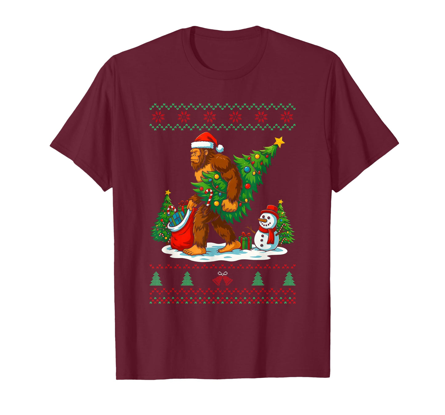 Most Wonderful Christmas Bigfoot Christmas Tree Lights Xmas T-Shirt