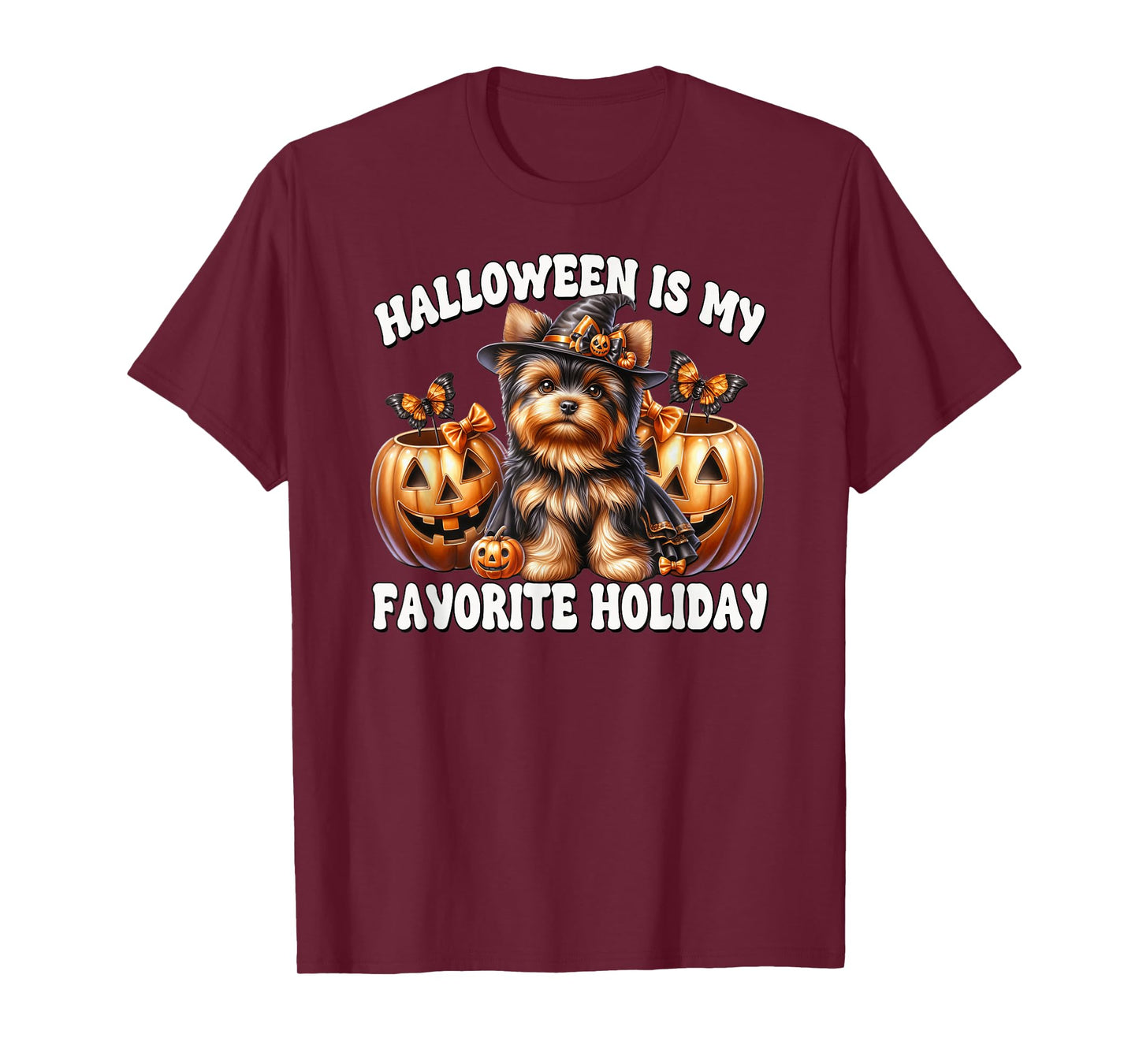 Halloween is My Favorite Holiday Graphic for Yorkie Mom T-Shirt