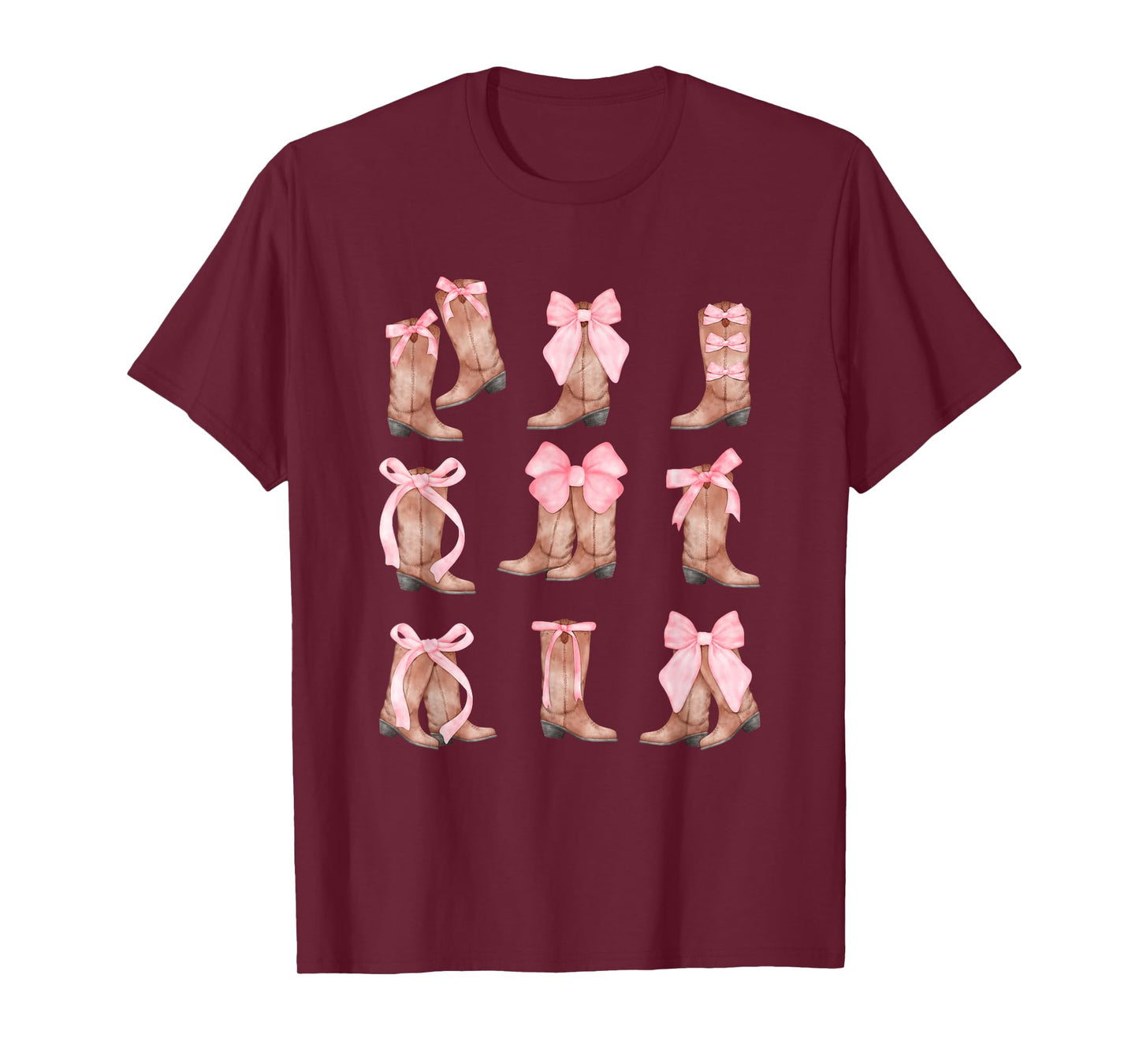 Cowgirl Boots Coquette Aesthetic and Pink Bows T-Shirt