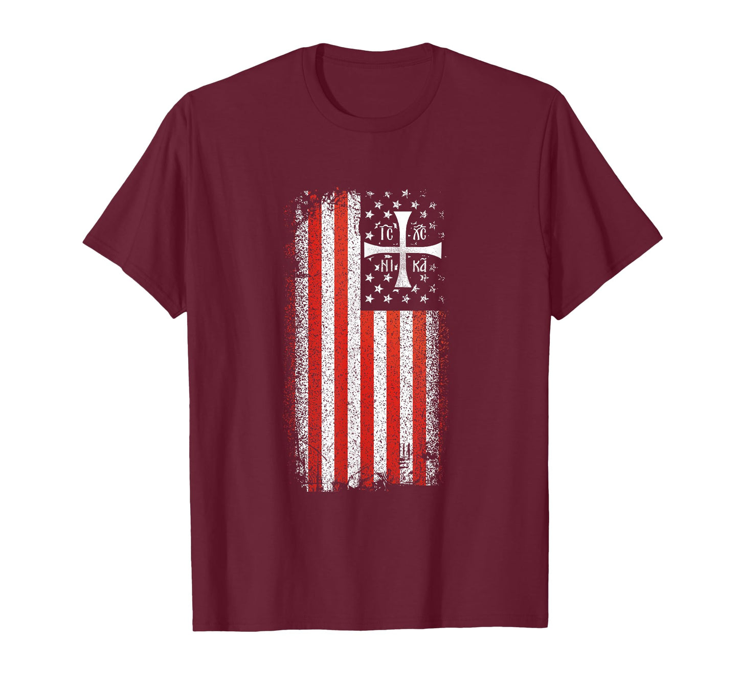IC XC NIKA Orthodox Christian American Flag Vintage T-Shirt
