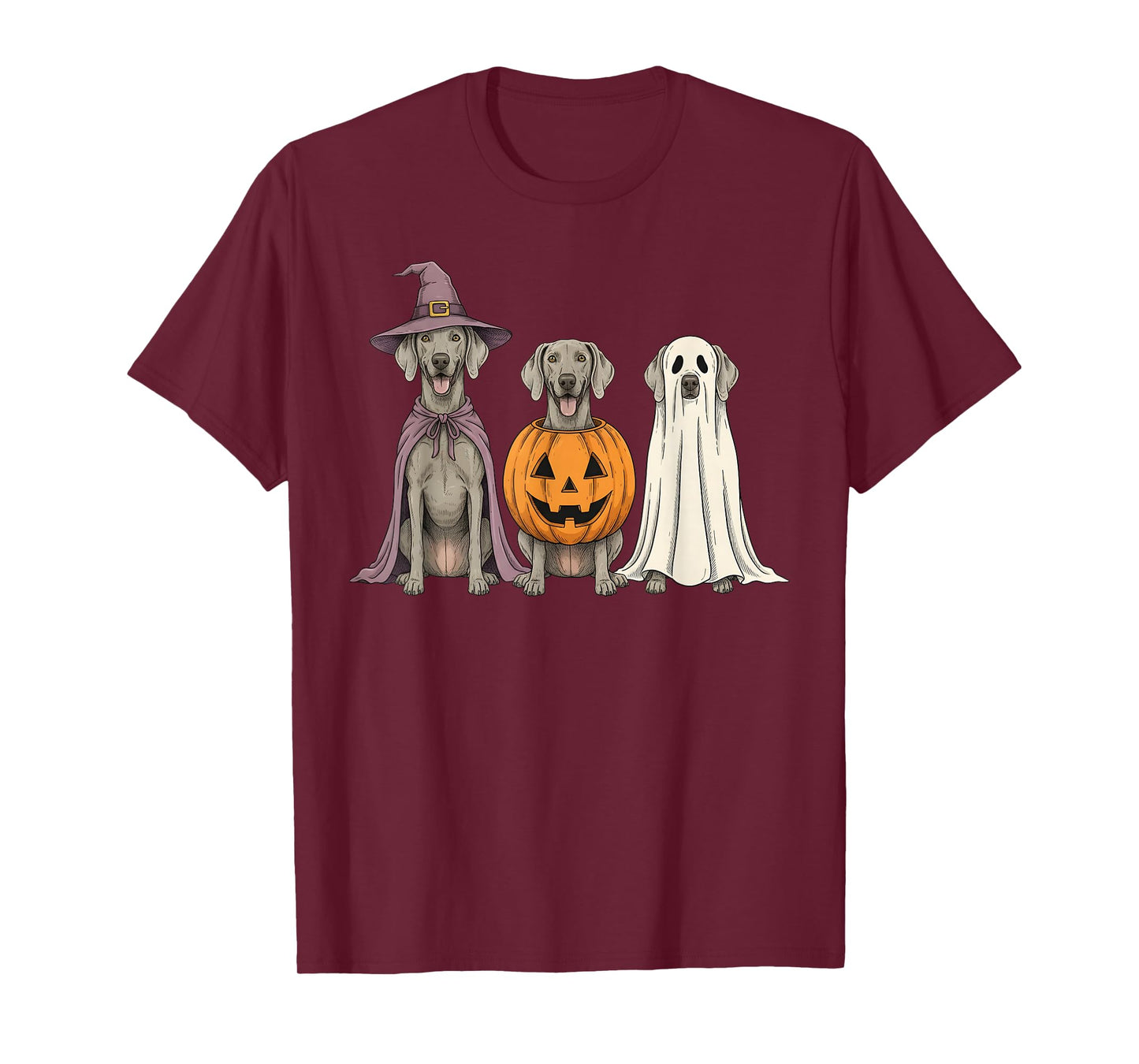 Spooky Ghost Weimaraner Pumpkin Halloween Dog Lover T-Shirt