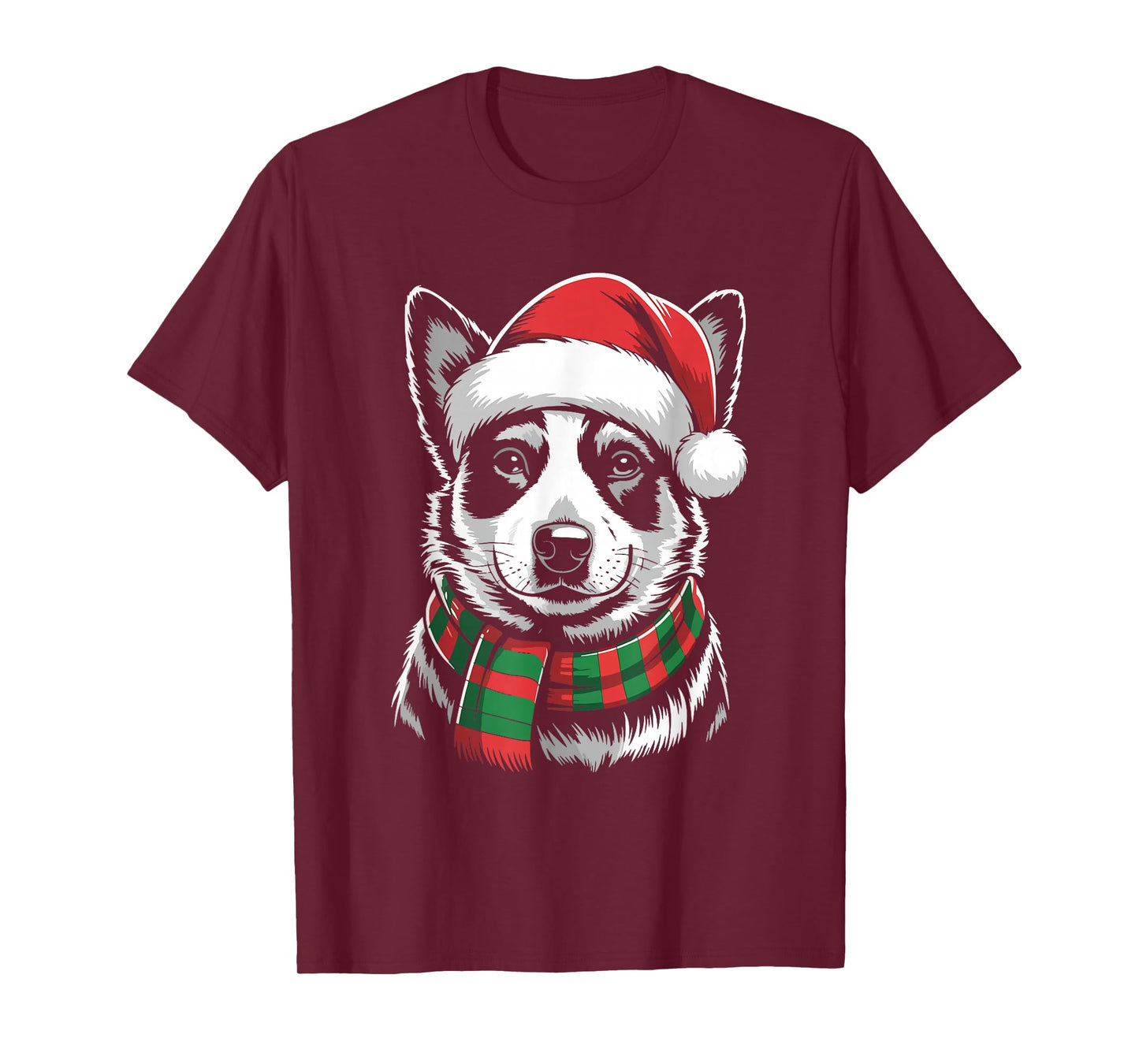 Australian Cattle Dog Xmas Santa Hat Scarf Christmas Costume T-Shirt