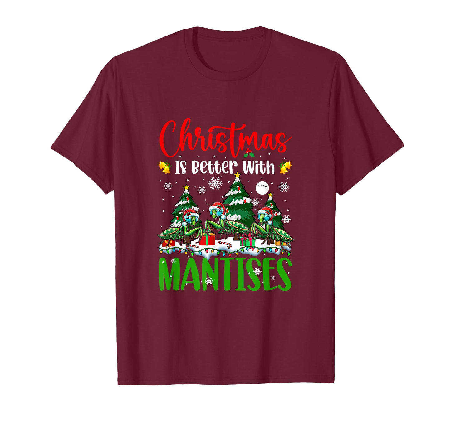 Xmas is Better Funny Joke Mantises Lover Christmas Tree T-Shirt