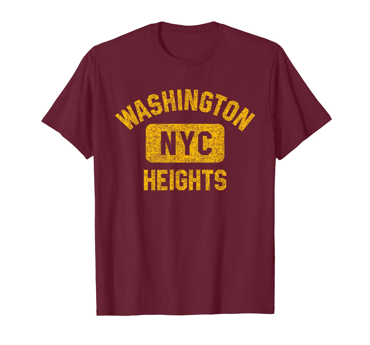 Washington Heights NYC Gym Style Distressed Amber Print T-Shirt