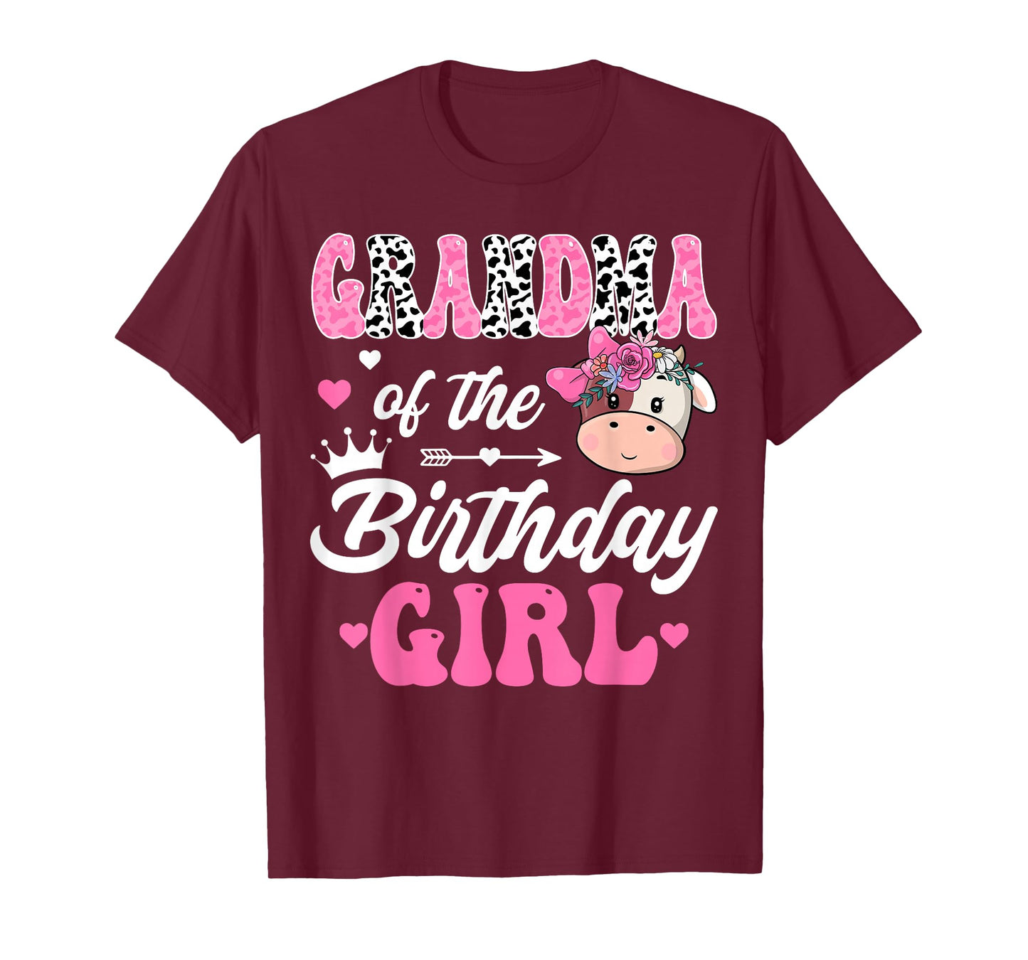 Grandma Of The Birthday Girl Farm Cow 1St Birthday Girl T-Shirt