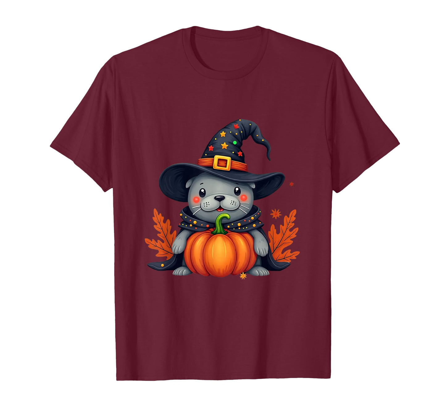 Boo JEE Manatee Witch Hat Pumpkin Halloween Costume Spooky T-Shirt
