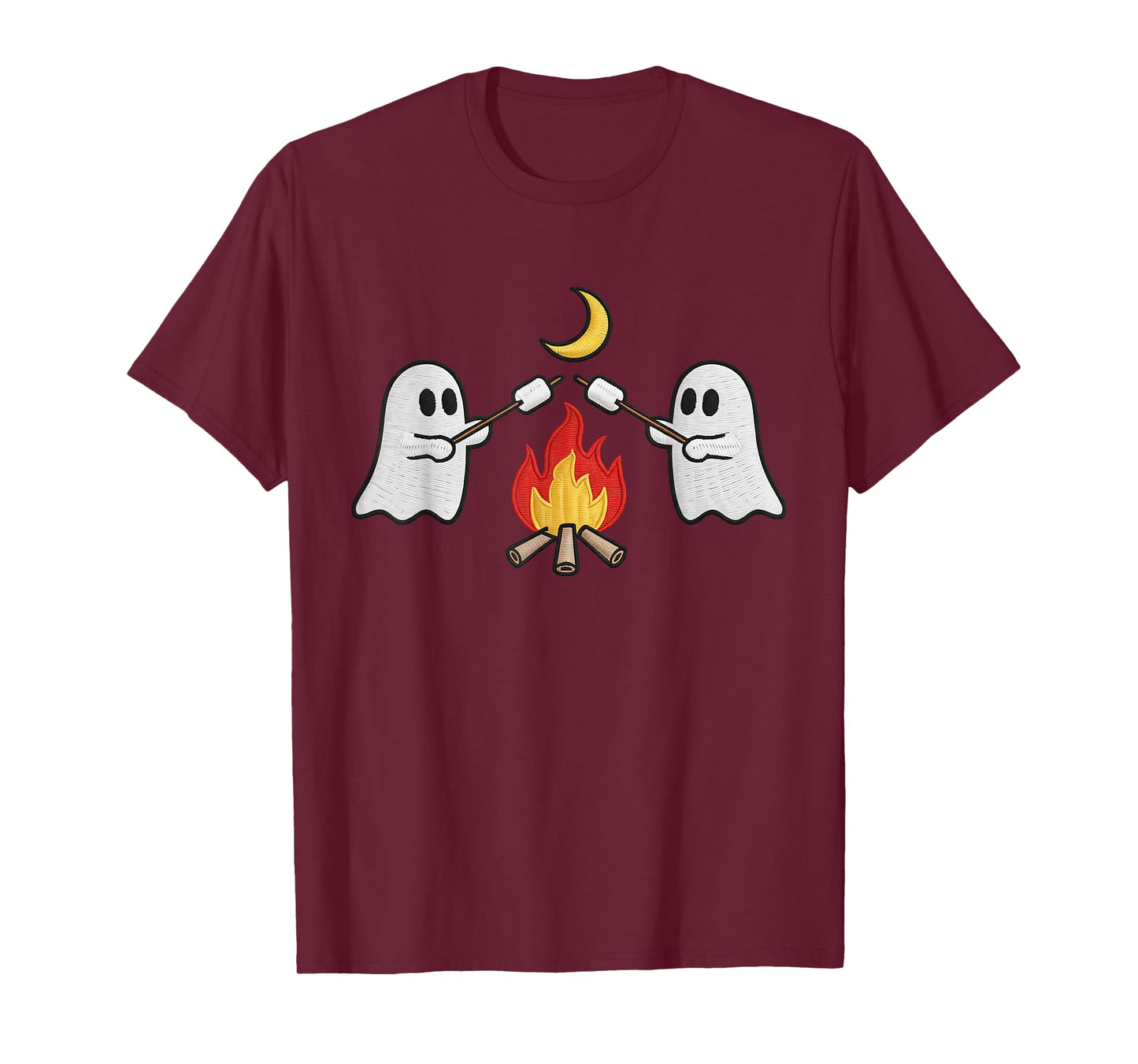 Halloween Ghost Camping Lovers Embroidered Trick or Treat T-Shirt