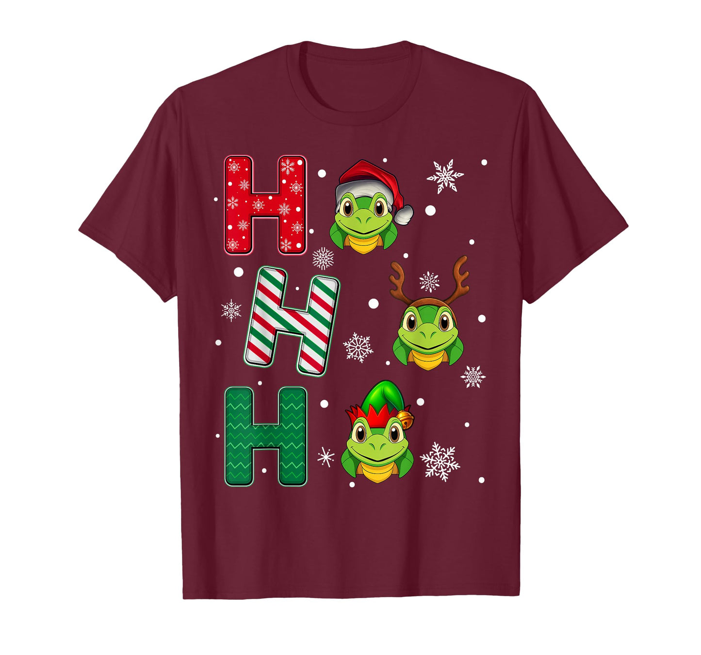 Ho Ho Ho Turtle Animal Matching Santa Elf Xmas T-Shirt
