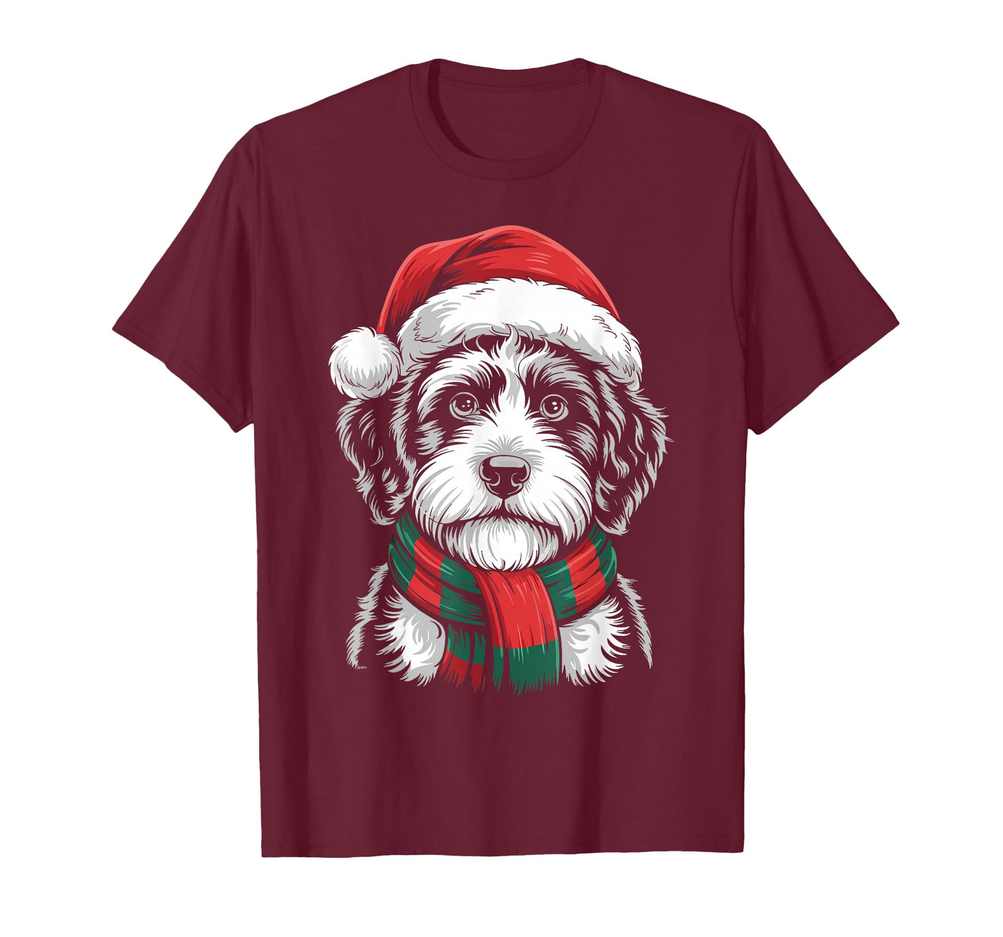 Portuguese Water Dog Xmas Santa Hat Scarf Christmas Costume T-Shirt