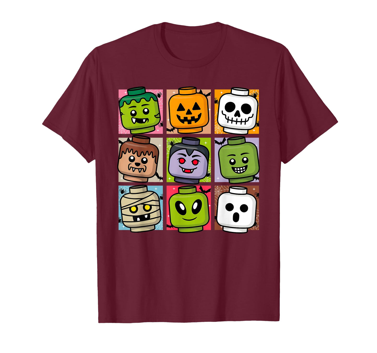 Halloween Building Brick Head Pumpkin Ghost Zombie Boys T-Shirt