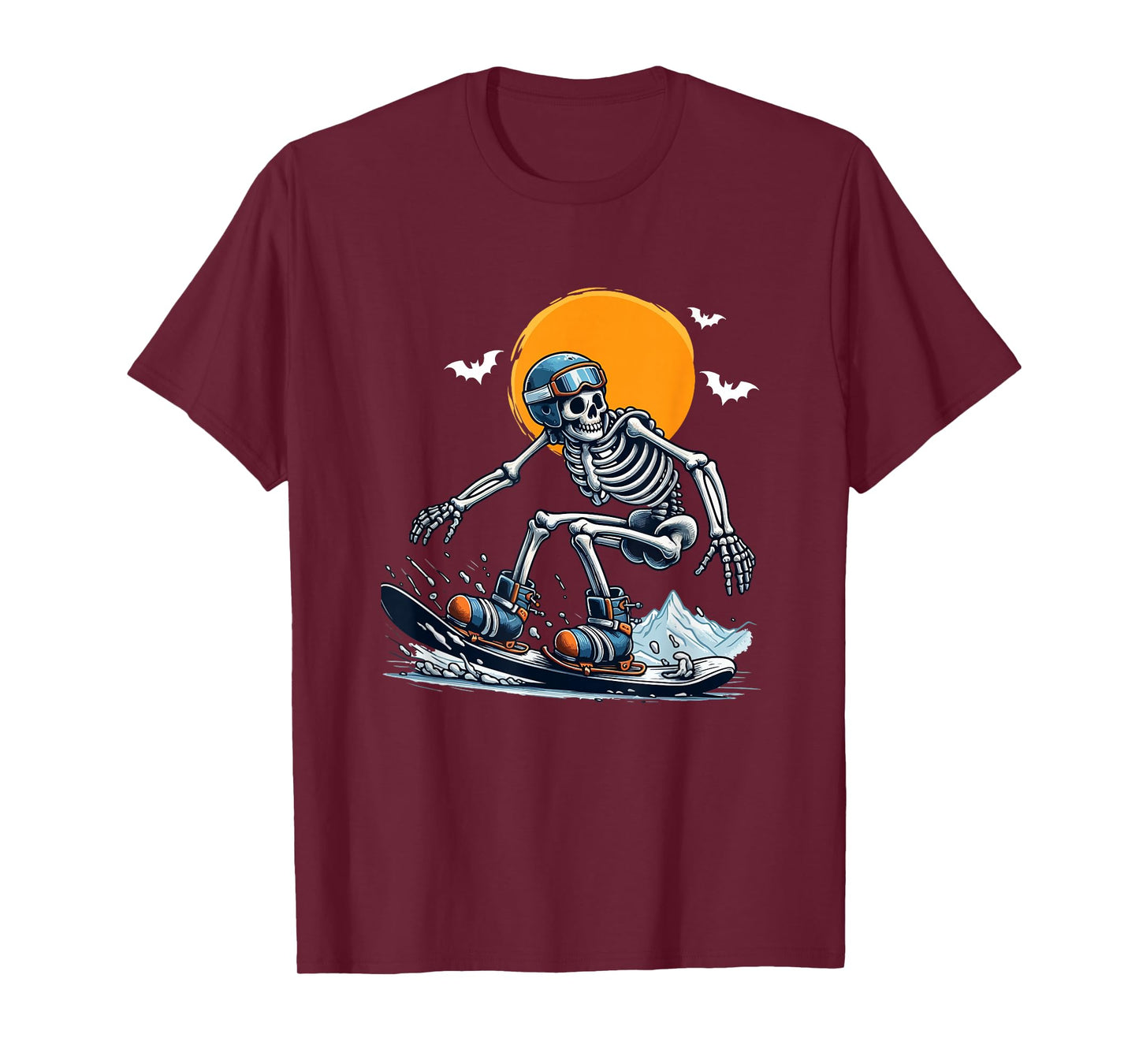 Skeleton Snowboarding Halloween Costume Sports Lover Family T-Shirt